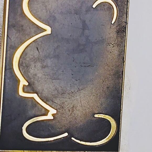 Disney Mickey Mouse Silhouette Black & Gold Rectangle Pin - Picture 2 of 6